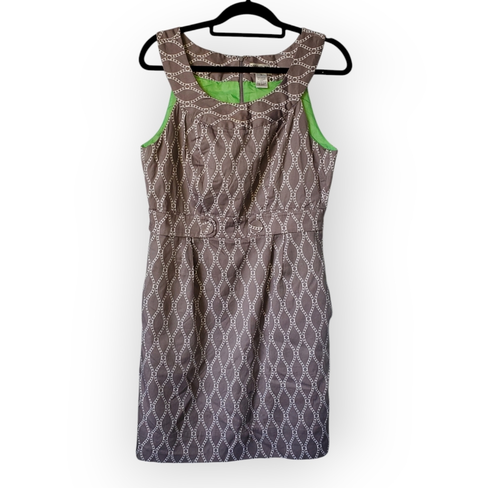 Robbie Bee Gray White Geometric Chain Dress Size 10